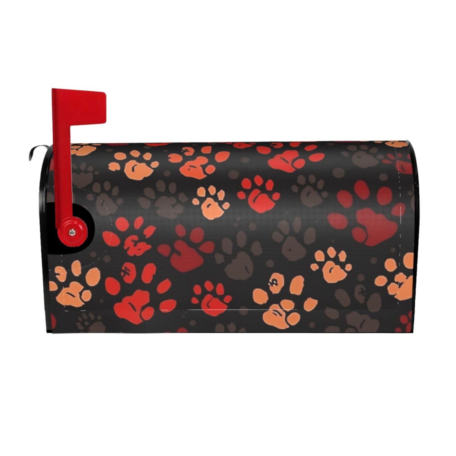 Housse de boîte aux lettres rouge 64,8x53,3 cm à motif pattes pour jardin