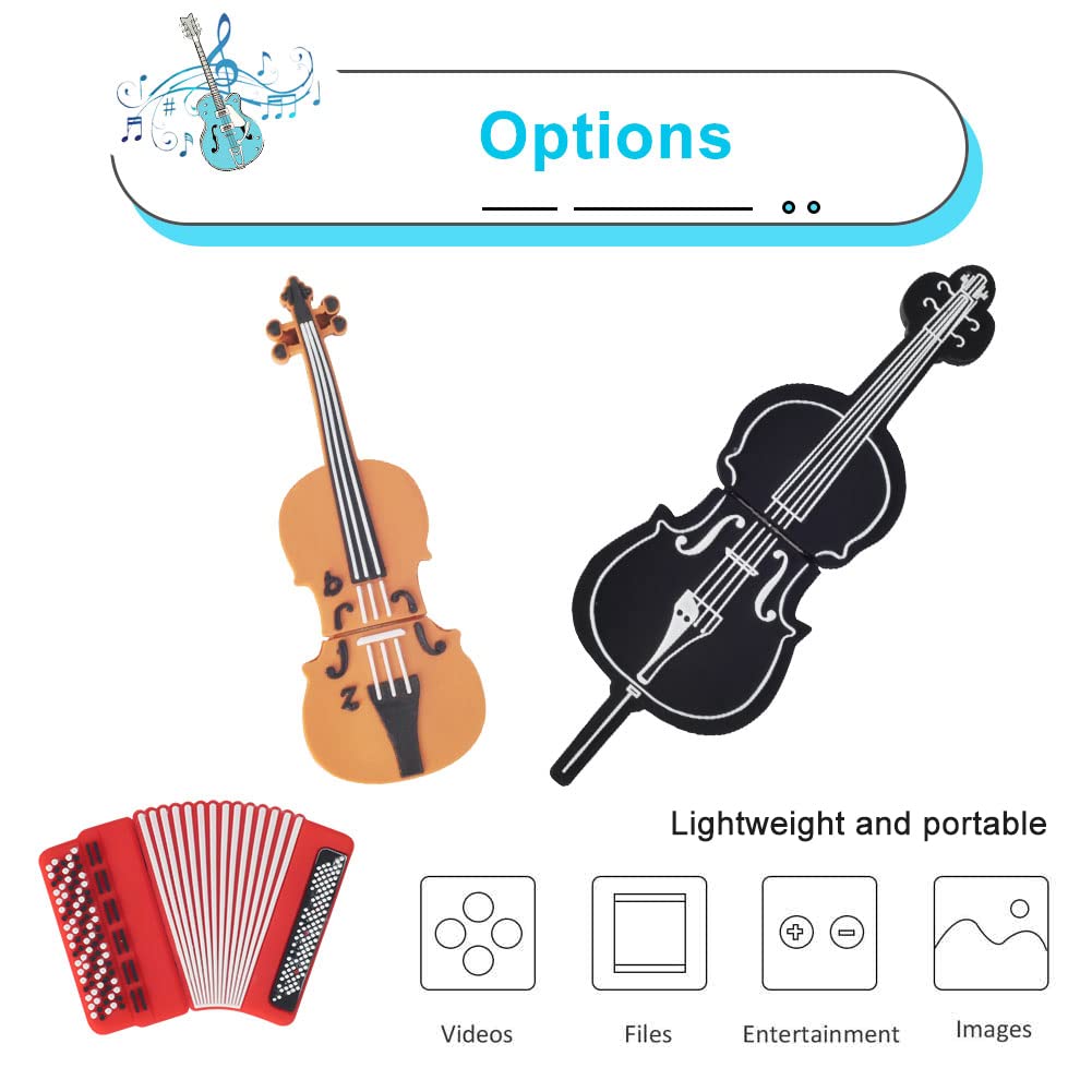 Lot de 5 clés USB de 32 Go BorlterClamp, clés USB avec joli motif d'instruments de musique, cadeau de clé USB pour étudiants, enseignants et enfants
