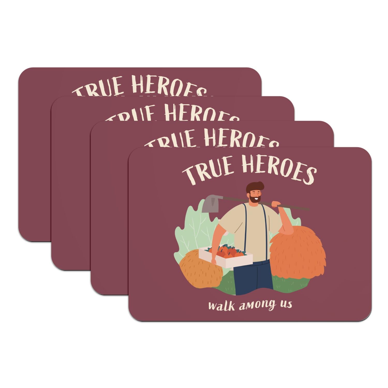 Sets de table rouge True Heroes en caoutchouc anti-tache grand format