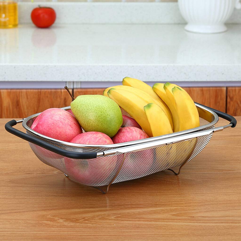 Cesta de colador Cesta de Drenaje del Fregadero de Drenaje Bastidor de Filtro de Agua de la Cocina del Estante de Acero Inoxidable retráctil Estante de Drenaje Cesta de colador de Cocina