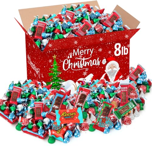 Christmas Chocolate Mix, 8lb Pack of Christmas Candy Individually Wrapped, Ideal for Candy Stocking...