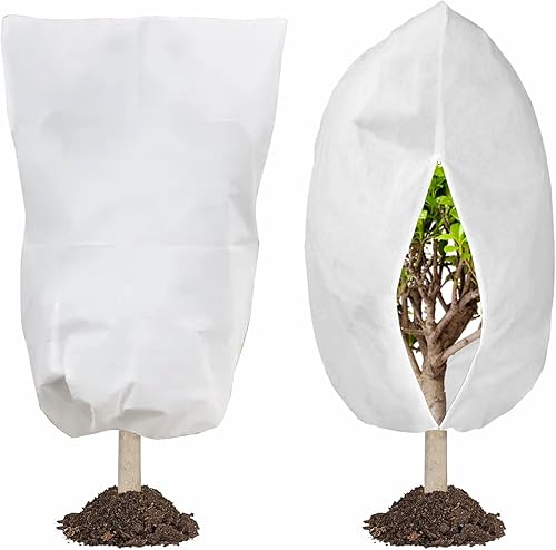 Cubiertas para plantas, protección contra la congelación, 47 x 70 pulgadas, 2.1 onzasyd, mantas de tela gruesa con cordón reutilizable para plantas