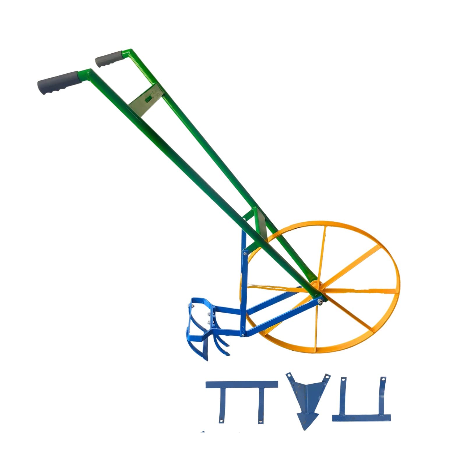 Mischief Green Manual Wheel Hoe (Cycle Kolpe) Push Type Weeder Tiller with 3 Attachments, Can be Used for Loosening The Soil, Digging The Trench & Weeding, Wheel Hoe for Agriculture (B0C2TV42TB) Amazon Price History, Amazon Price Tracker