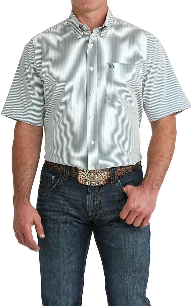 Cinch Men's Blue Stripe ArenaFlex Short Sleeve Shirt
