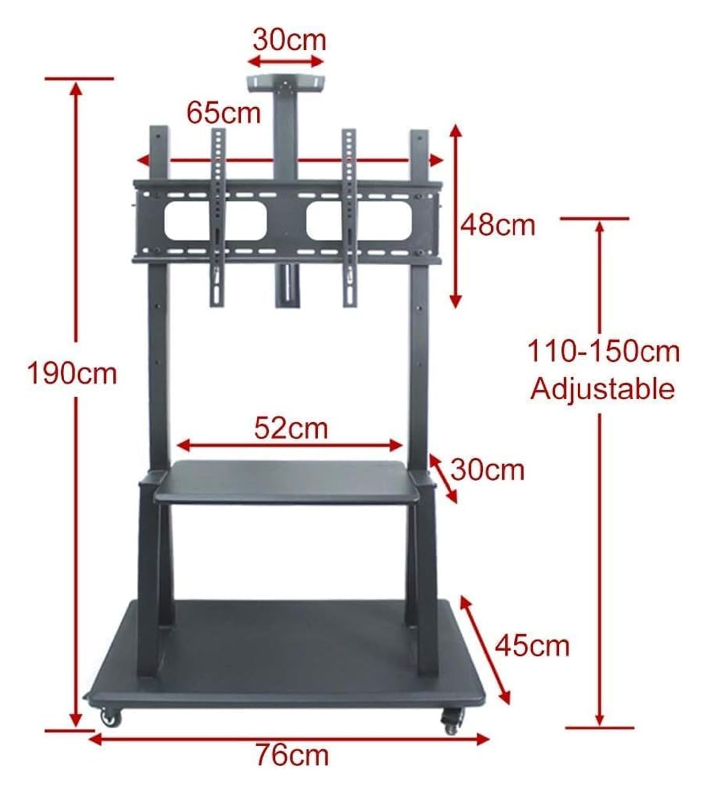 TABOJS Soporte para TV con Ruedas y Altura Ajustable, TV móvil para televisores de 3270 Pulgadas, Soporte para TV Resistente con Soporte de Montaje, Uso en el hogar y la Oficina