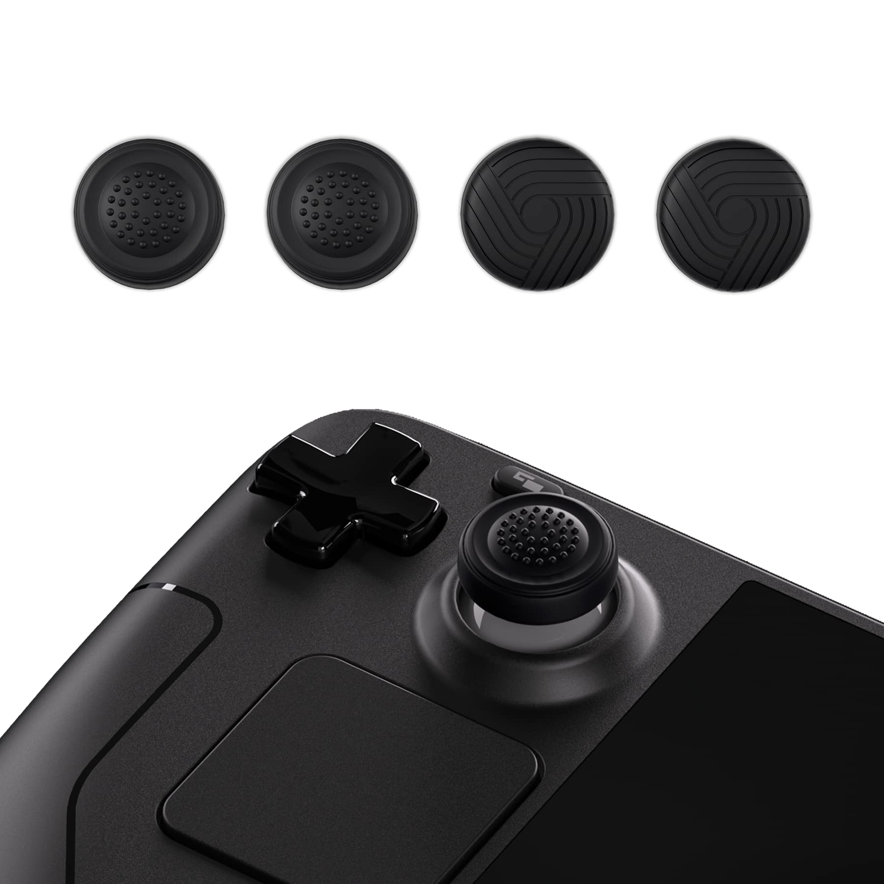 PlayVital Joystick Kappen für Steam Deck LCD,Thumbsticks Grips Caps für PS Portal Remote Player, Schutzkappen Zubehör für Steam Deck OLED Controller(Samurai & Guardian Edition-Schwarz) - 2