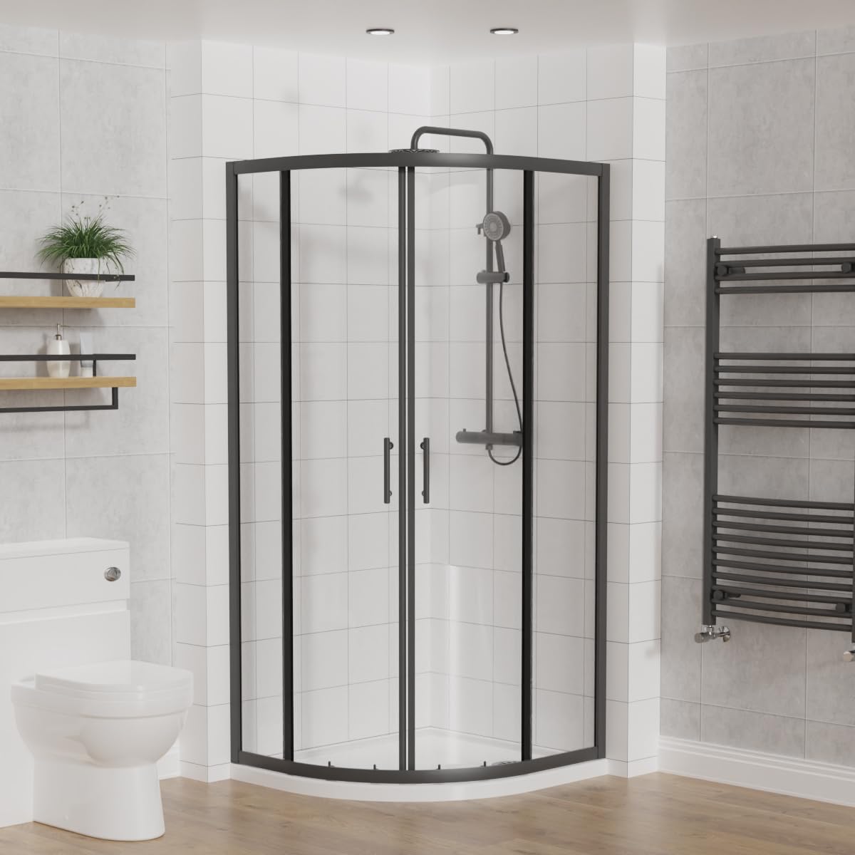 Aquariss Offset Quadrant Shower Enclosure Cubicle Black 900x800x1900mm