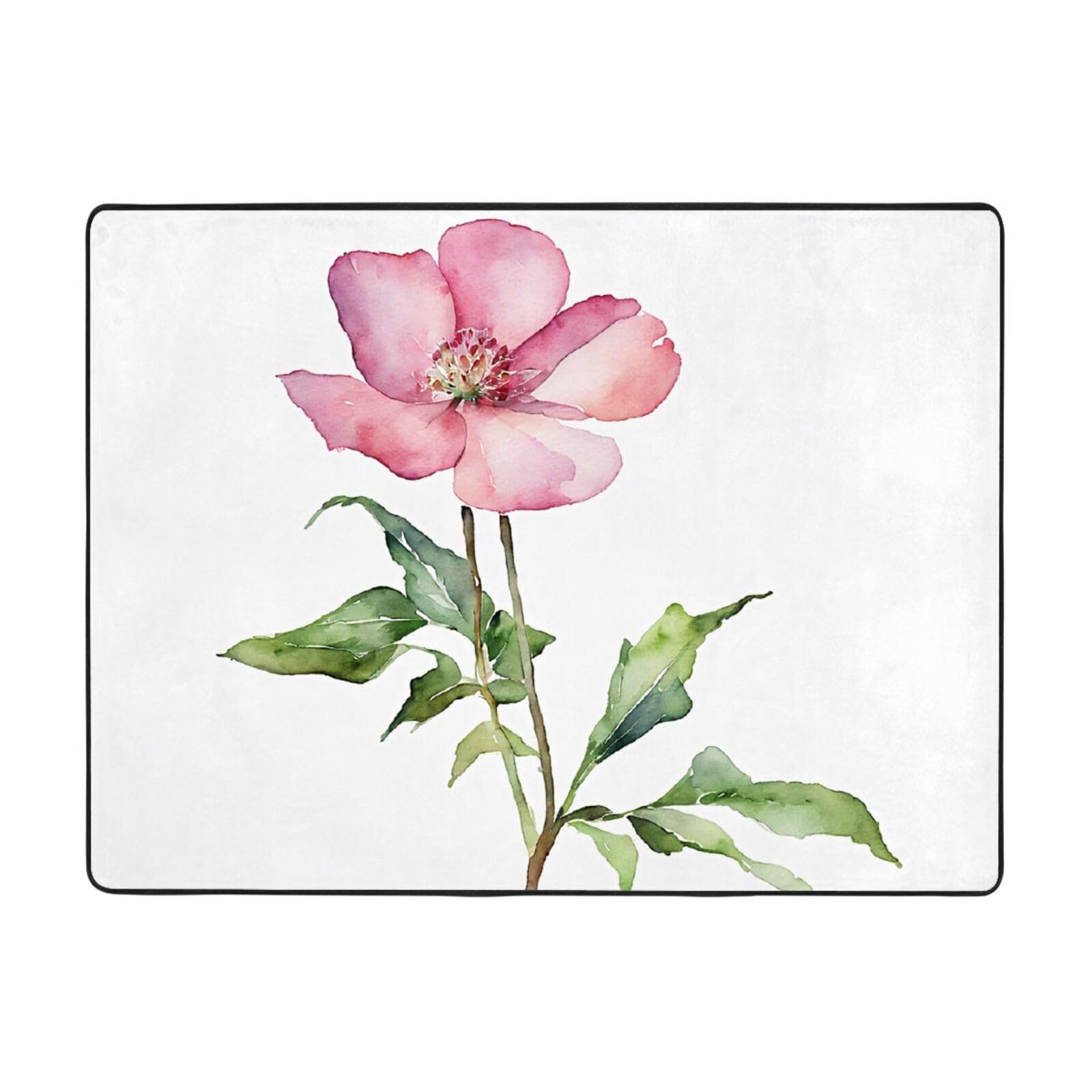 Tapis anti-glisse moderne pivoine doux pour sécuriser le salon