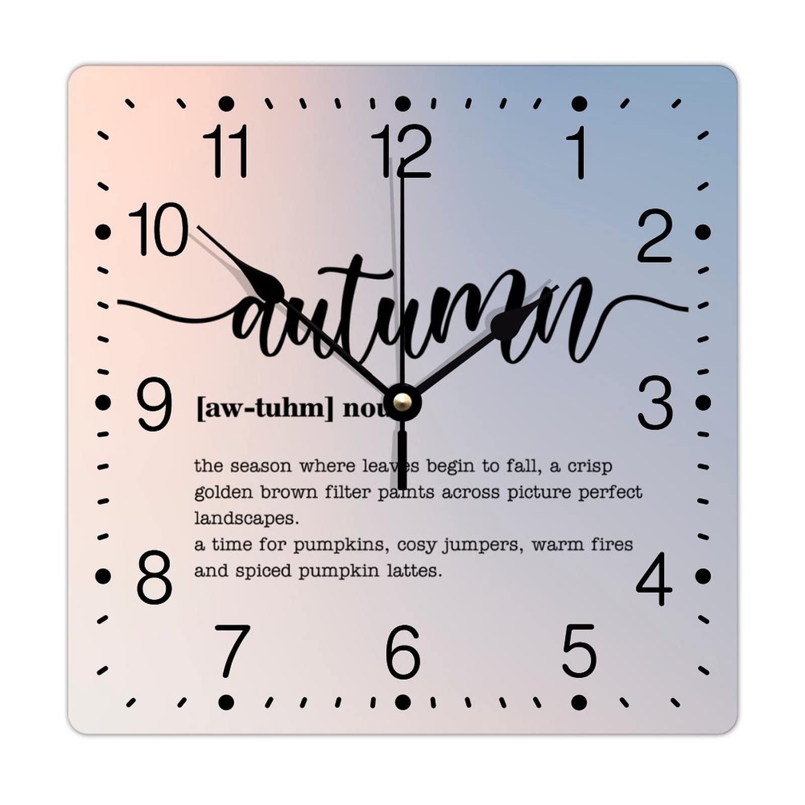 Horloge murale carrée avec dictons positifs pour cuisine et ferme