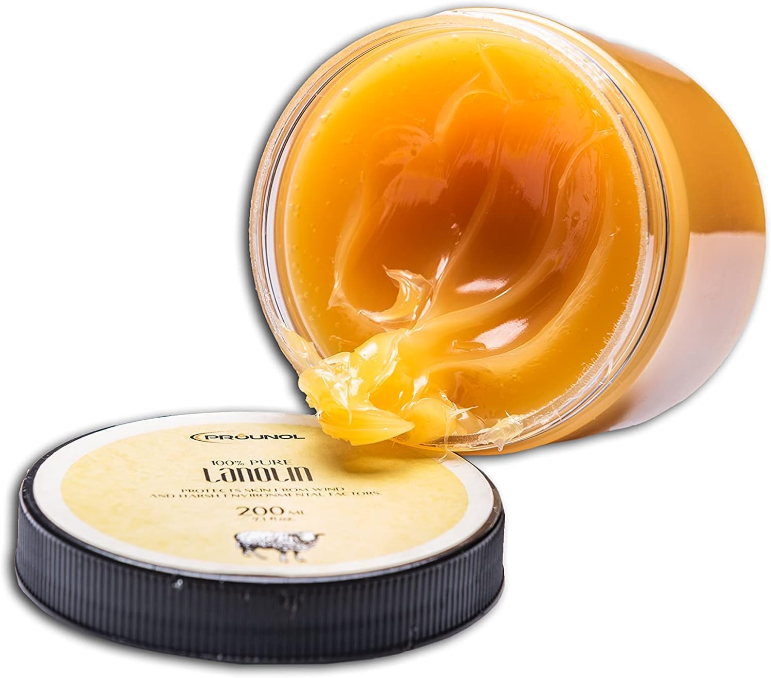 Prounol Lanoline Pure (Lanoline Anhydre) 200ml 100% Naturelle Crème pour les peaux très sèches, rugueuses ou gercées