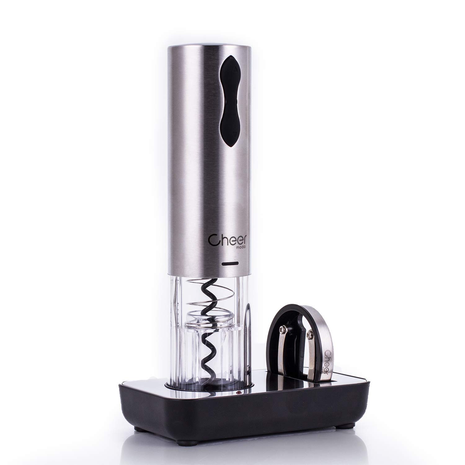 Electric Wine Opener, Stainless Steel Rechargeable Cordless Electric Corkscrew Wine Bottle Opener with Foil Cutterabd and Collectible Recharging Base, Wine Accessories 7717-W121-13