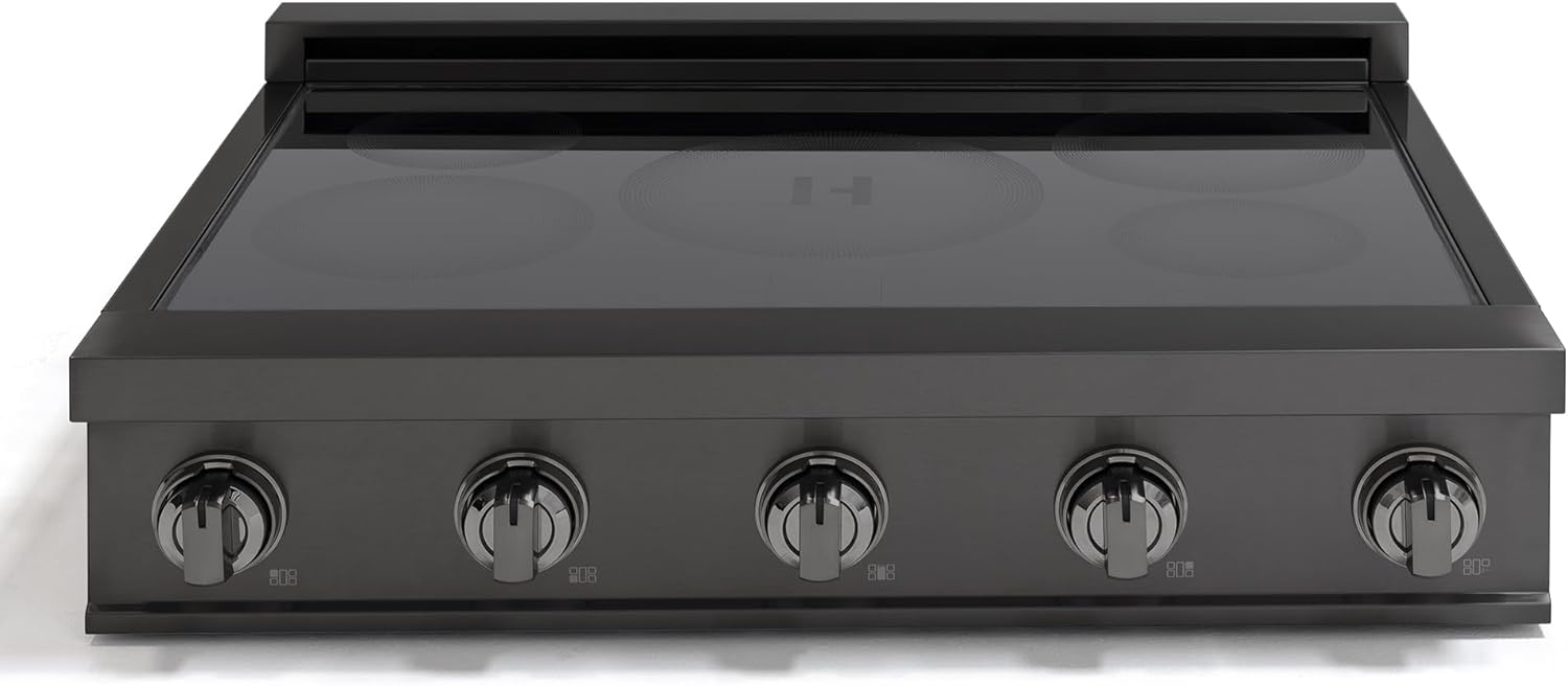 36 Inch Professional Induction Cooktop with 5 Burners, Durable Ceramic Glass, Flexible Zones, Precision Control - Black Stainless Steel