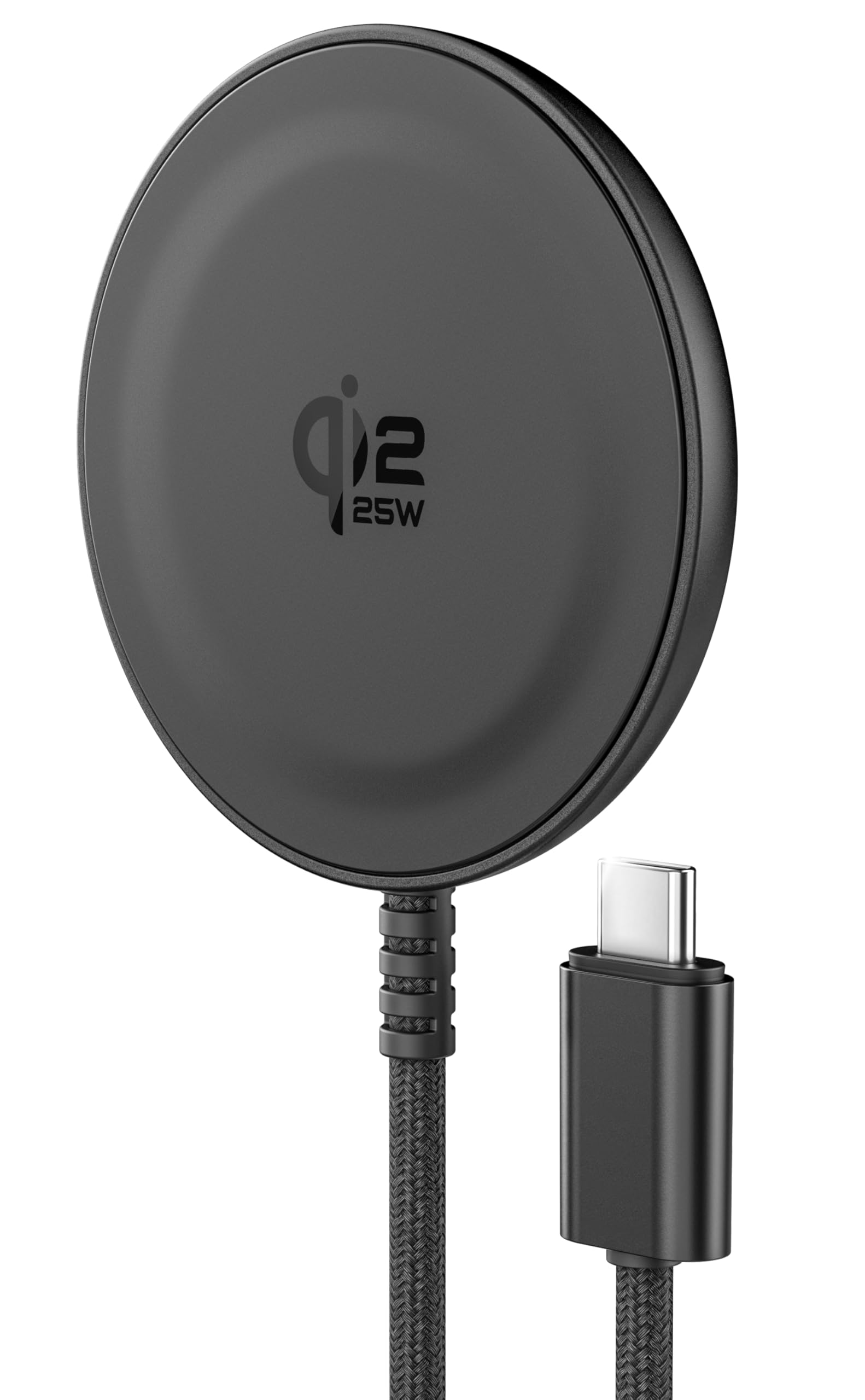 Galvanox Chargeur sans fil magnétique certifié Qi2.2 25W pour Samsung [Charge rapide] [Corps en aluminium] pour Galaxy S25, Ultra, modèles Android et iPhone, compatible avec MagSafe - Noir 1,8 m (Pack
