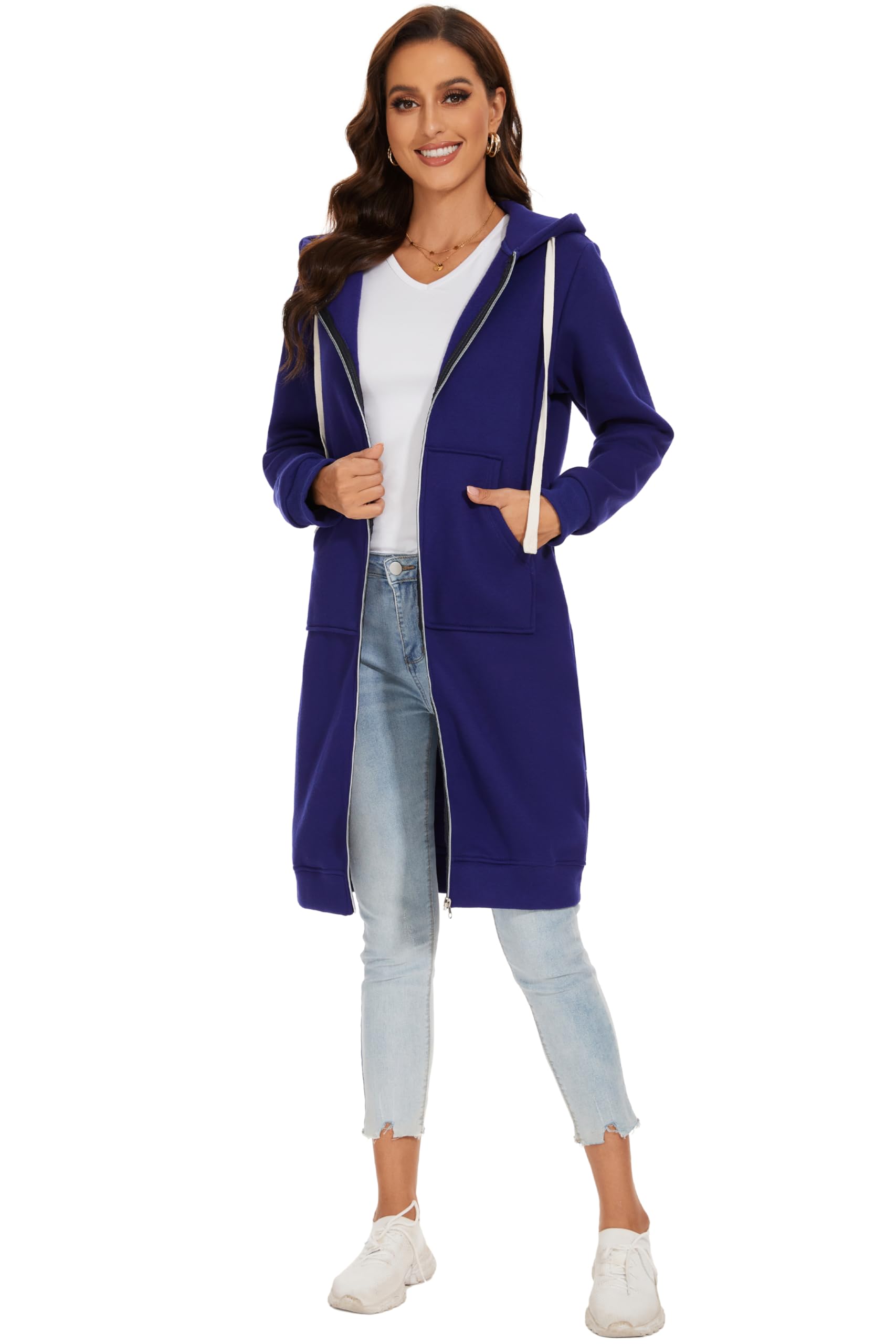 Damen Herbst Winter Outing Stil Frauen Warm Reißverschluss Öffnen Clubbing Dating Elegante Hoodies Sweatshirt Langen Mantel Jacke Tops Outwear Hoodie Outwear Kapuzenpullover