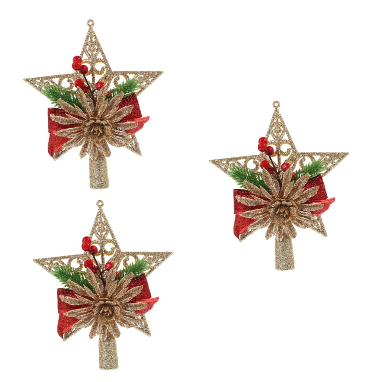 3 Stücke Galvanisierte Weihnachtsbaumspitze 5-zackiges Ornament Weihnachtsbaum Stern Für Dekorative Versorgung Zu Hause