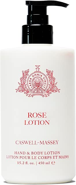 Caswell-Massey Rose Hand and Body Lotion for Dry Skin, Daily Moisturizing Lotion with Almond Oil, Shea Butter & Vitamin E, Fast-Absorbing Non-Greasy Hydrating Moisturizer, Pump Bottle 15.2 fl oz