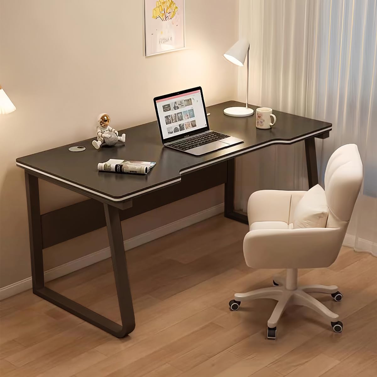 – Gaming Desk Computer Writing Table Student Art Modren Simple Style Desks PC Wood Suitable Tables for Home, Office,Bedroom (Black, 100x50cm)