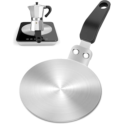 5.1in Induction Cooker Adapter Plate Stainless Steel Heat Sink for Aluminum Moka Pot Coffee Maker for Home and Camping 13cm