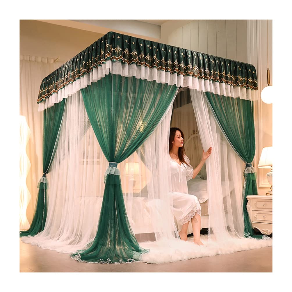 Moustiquaire à baldaquin de lit vert luxe 180x200 pour chambre de princesse