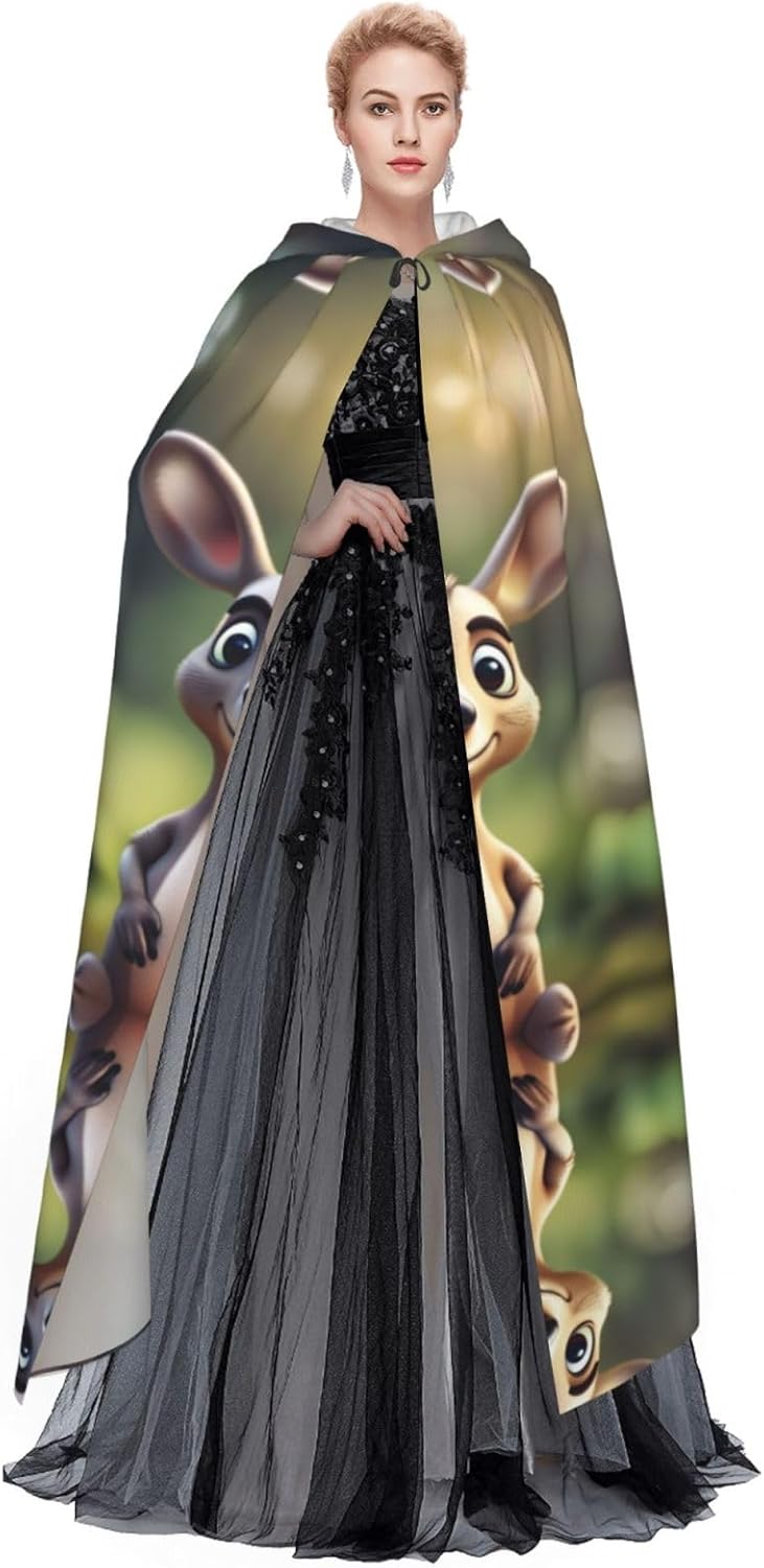 SSIMOO Funny Cartoon Kangaroo Zoo (1) Eye-Catching Cosplay Costume Cape for Women - Unisex Vampire Cloak for Halloween.