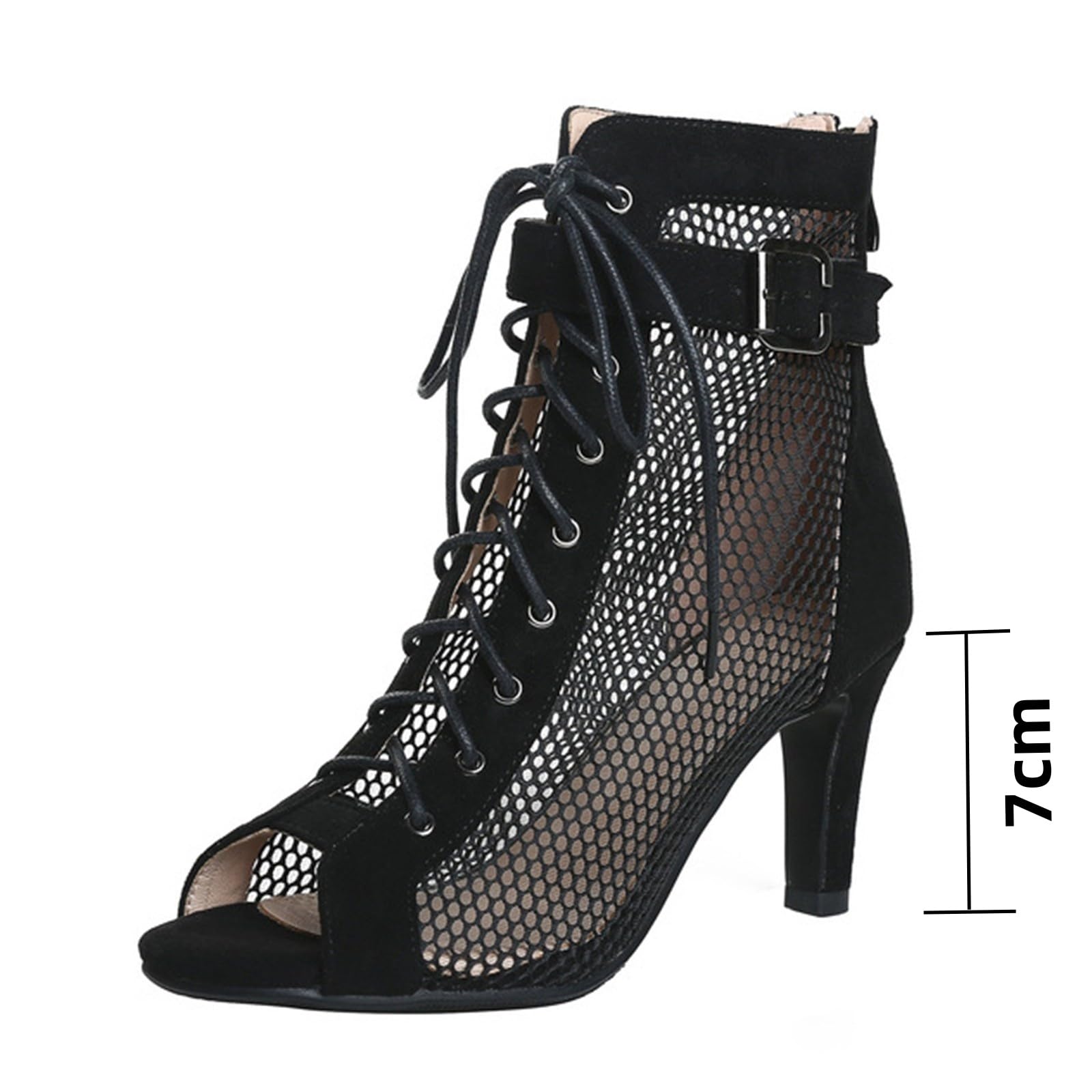 Talons Femme Sexy - Heels Dance Shoes pour Cours de Danse, Sandales à Talons Hauts avec Bouche de Poisson et Lacets Réglables, Confortables pour Soirée, Club ou Usage Quotidien - Noir