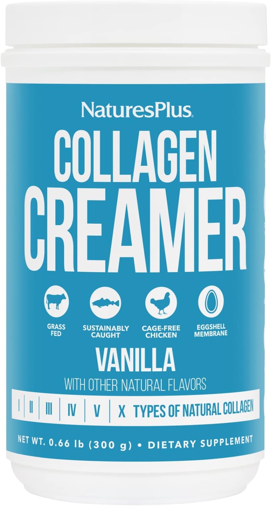 Collagen Creamer, Vanilla - 0.66 lb Powder - Hair, Skin, Nail & Joint Health, Immune System Support - Non-GMO, Gluten Free - 12 Servings