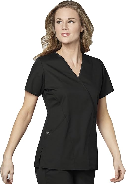 WINK WonderWORK Women's Mock Wrap Scrub Top