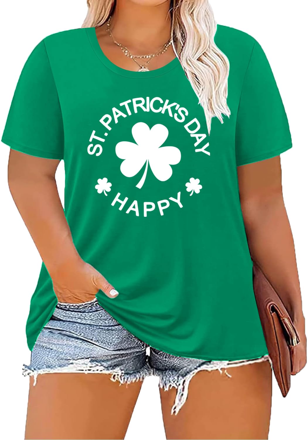 ForHailey Women's Plus Size St Patricks Day T-Shirt Women Lucky Clover Graphic Irish Tee Casual Short Sleeve Graphic Tees