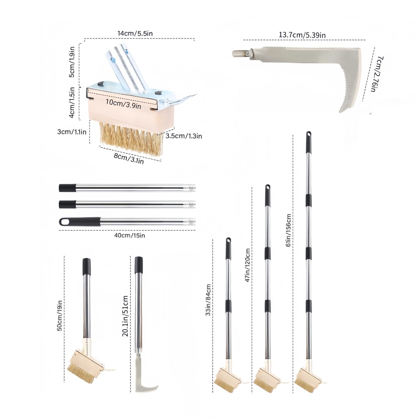 Crack Weeder Tool Set, Manuelles Spaltenkreuzer Werkzeug Moosbürste mit Langem Griff, Entfernung von Edelstahl Unkrautentfernerentfernung Vom Patio Auffahrt Sidewalk Paver