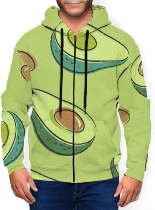 Long Sleeve Hoodie Print Avocado Pattern Avocado One Cut Jacket Zipper