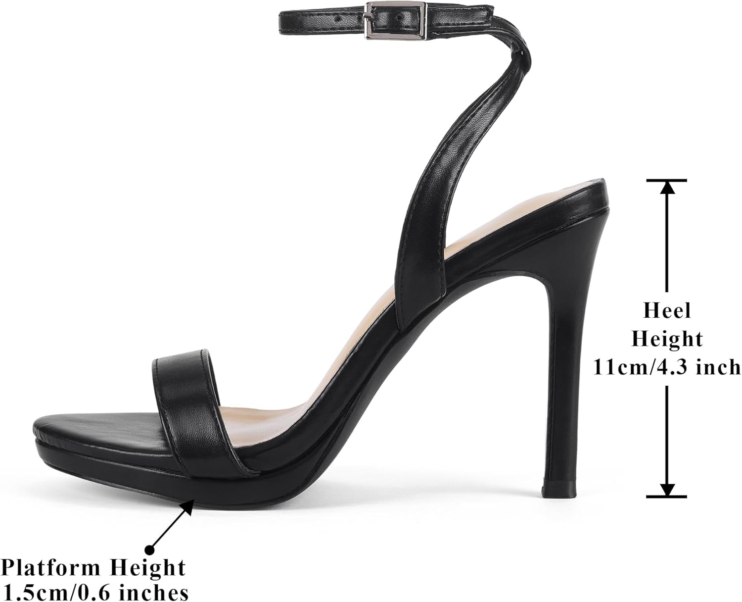 GENSHUO Women's High Heels Strappy Sandals with Round Open Toe Sexy Comfortable Ankle Strap Stiletto Wedding Prom Party Homecoming Dance Heeled Shoes - Image 4