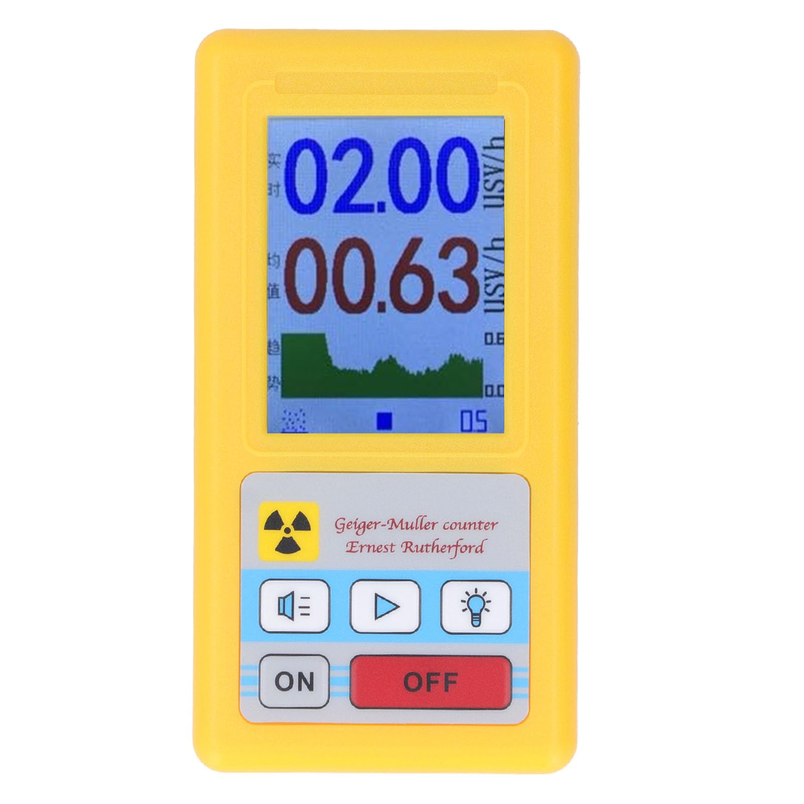 BR 6 Contatore Geiger Rilevatore di radiazioni nucleari Monitor di alta precisione per la casa all'aperto, materiale ABS (YELLOW)