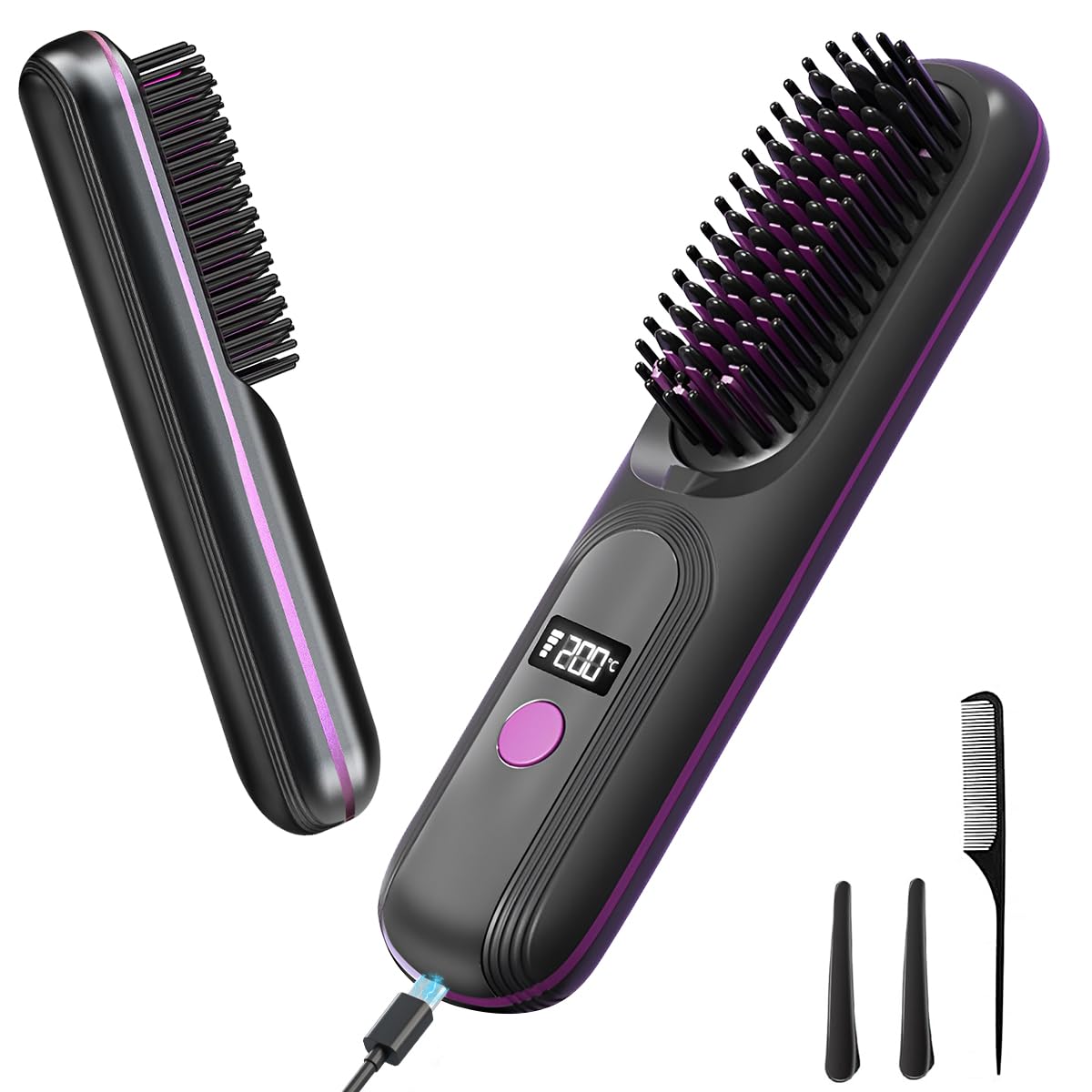 Amazon.co.jp: ヒートブラシ コードレス ブラシ型ヘアアイロン