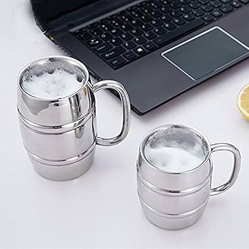 【2551】ビアマグ Amazon.co.jp: 304 ステンレス ビアマグ 二重層 断熱 ティー