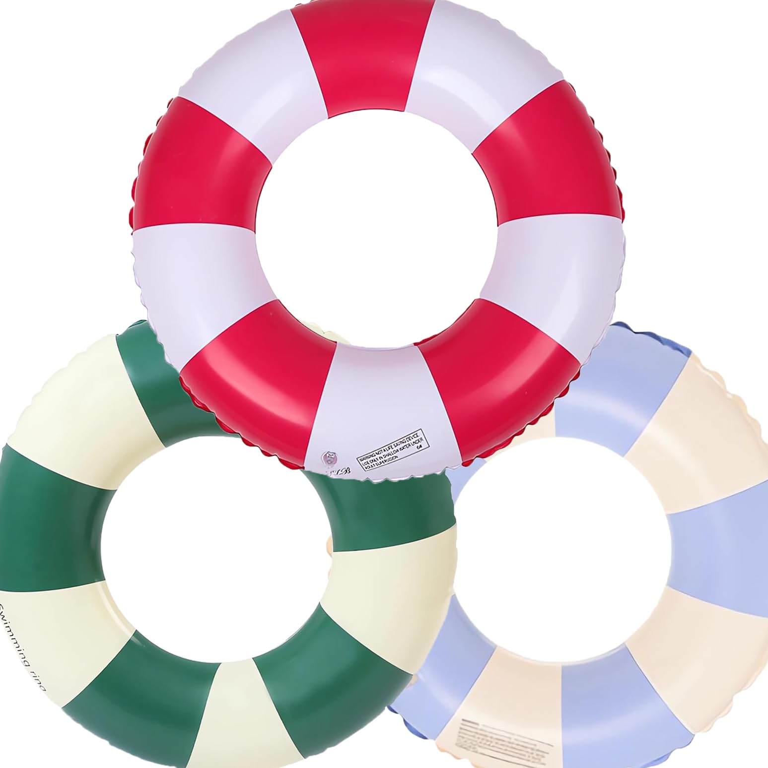 3 Pieces Swimming Ring Adult Air Mattress Swimming Hoop Inflatable Swimming Pool Float, Swimming Ring Tube for Summer Pool Party (Blue + Red + Green) — image 1