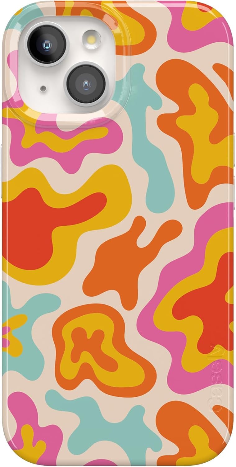 Casely iPhone 15 Case | Tropical Color Splash | Abstract Retro | Compatible with MagSafe | Classic Ultra Slim Design