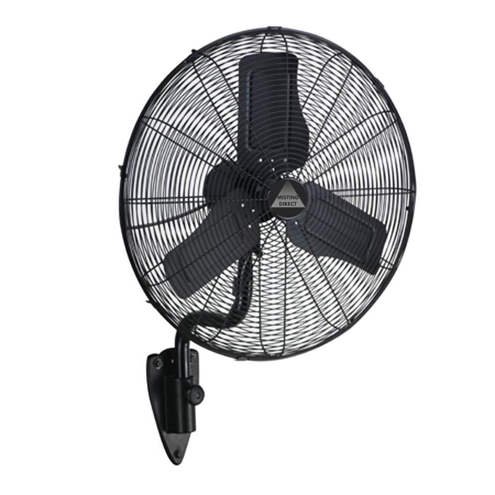 Wet Location Fan w/Designer Wall Mount: 24" Precision Aluminum Blades, Oscillating, 3-Speeds, Commercial Grade, Indoor/Outdoor (Black)