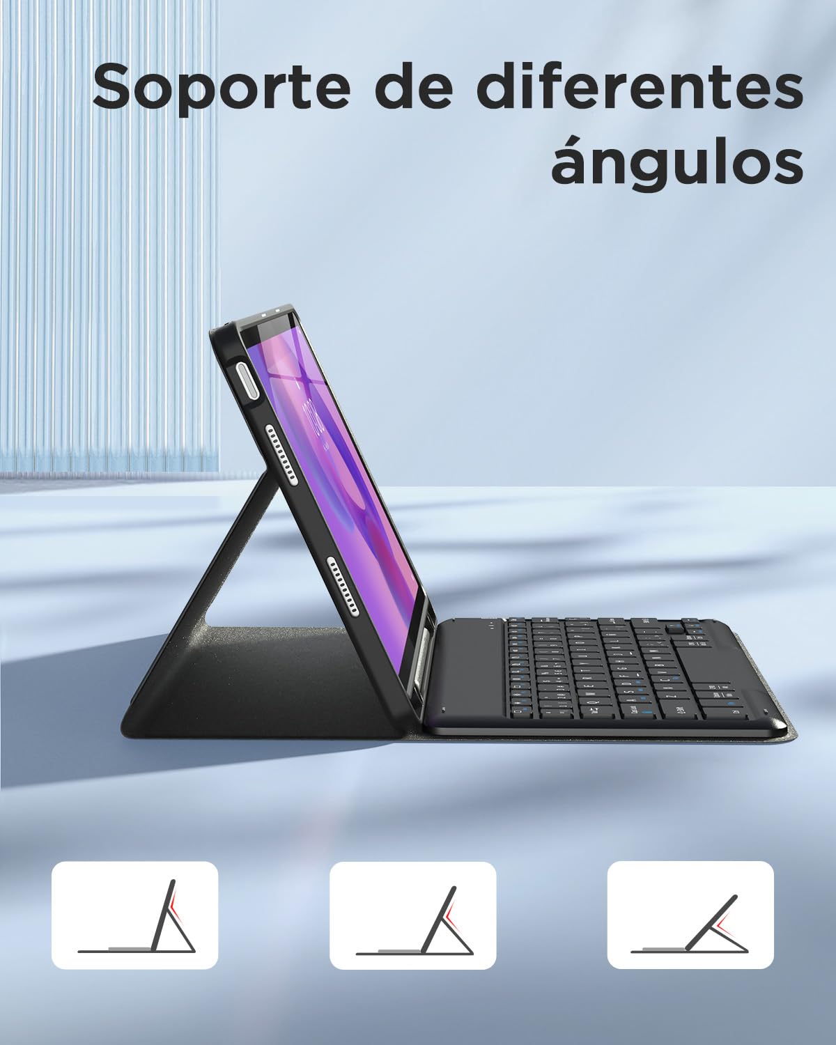 EasyAcc Funda con Teclado para Lenovo Idea Tab 11 Pulgadas Tablet 2025 (TB-336ZU/TB-336FU) con Película Protectora, Funda Protectora para Lenovo Idea Tab 11" Teclado Extraíble con Portalápices, Negro