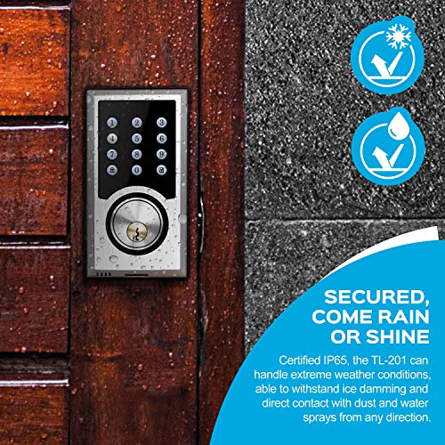 Turbolock Tl-201 Electronic Keypad Deadbolt Keyless Entry Door Lock W/ Code Disguise, 21 Programmable Codes, 1-Touch Locking + 3 Backup Keys, Bronze #TOP3