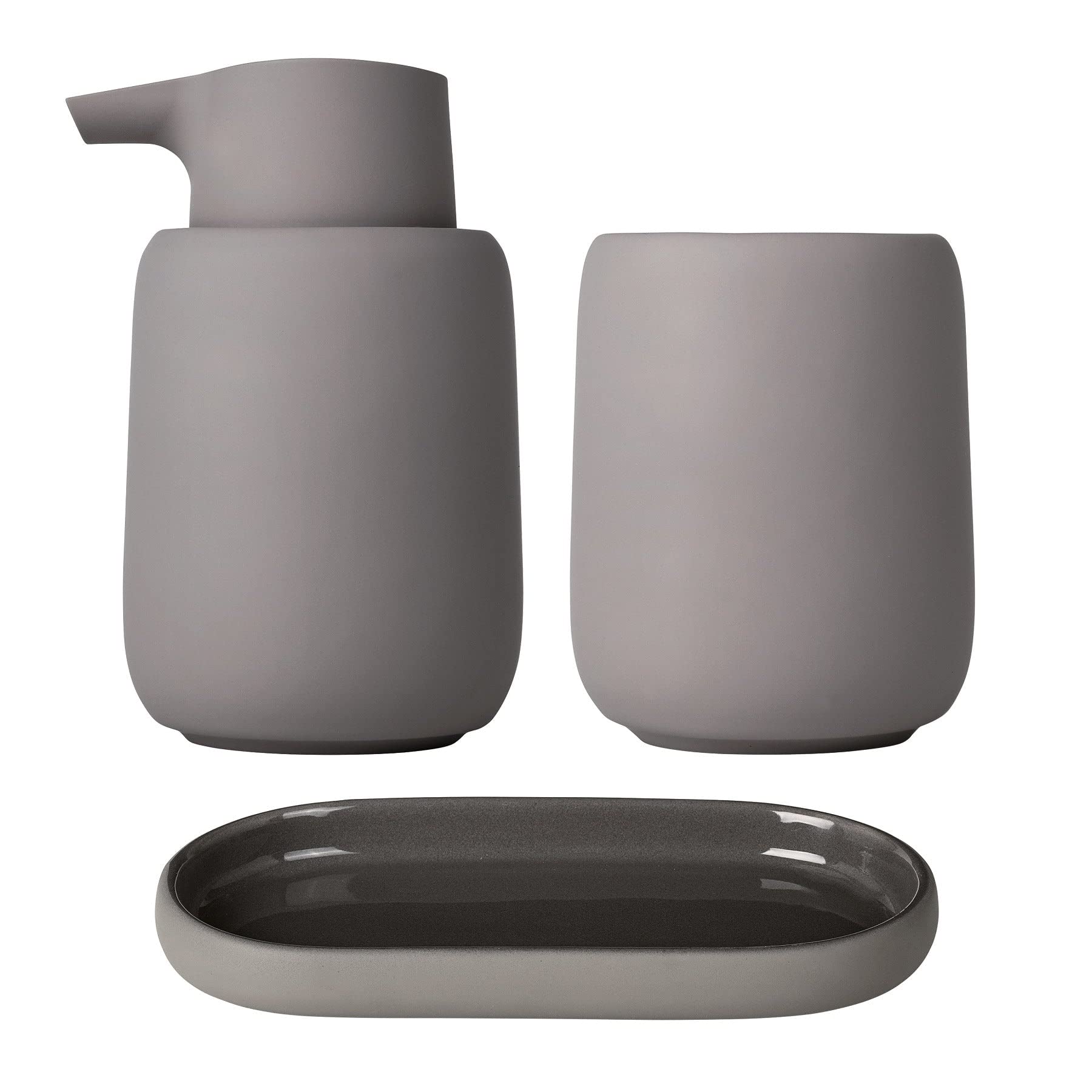 Juego de accesorios de baño blomus SONO en color gris pardo satélite
