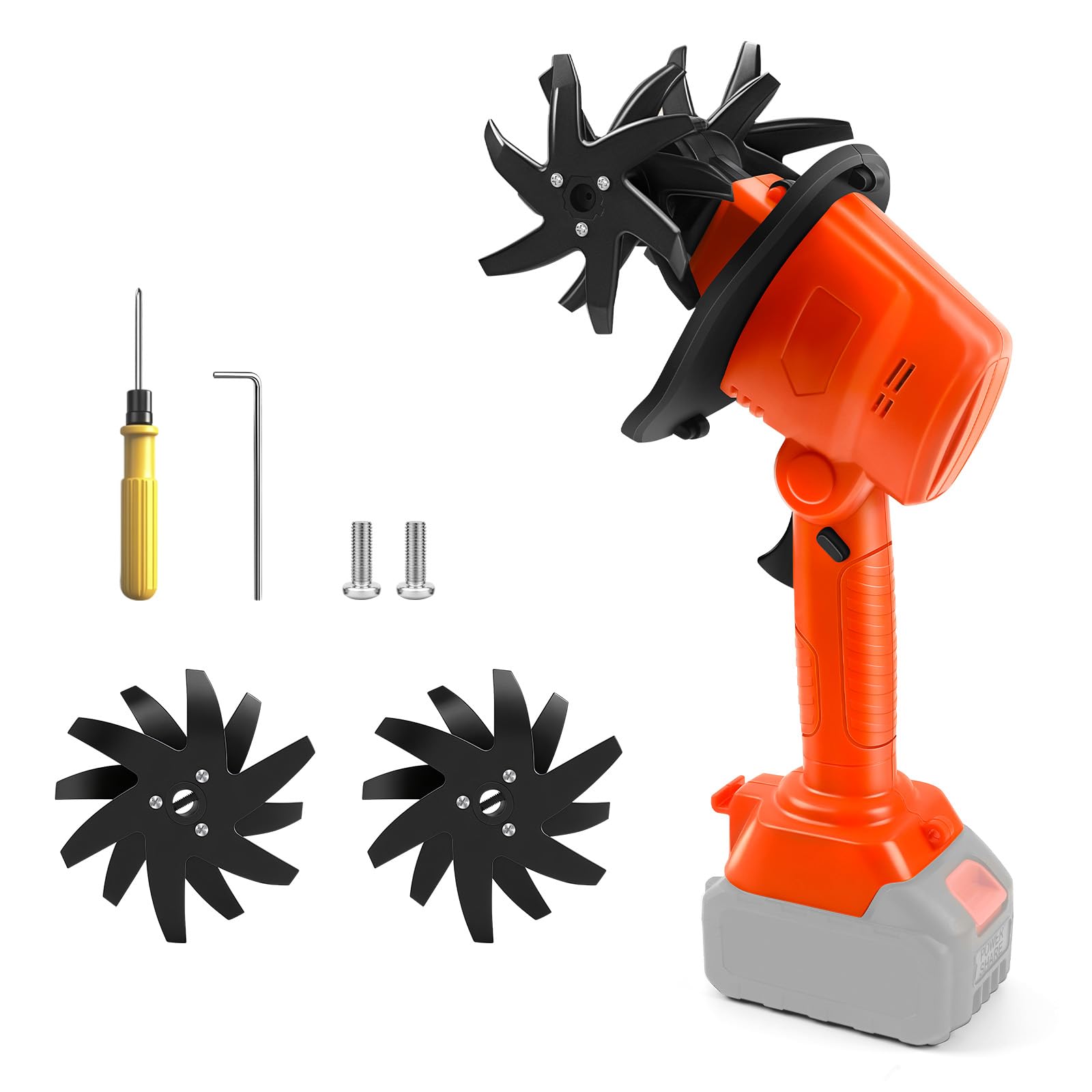 Cordless Handheld Cultivator Compatible with Makita 18V Battery (No Battery), 550W Garden Rotavator with 10cm Tilling Depth and 10cm Tilling Width, Electric Tiller (Only Device)