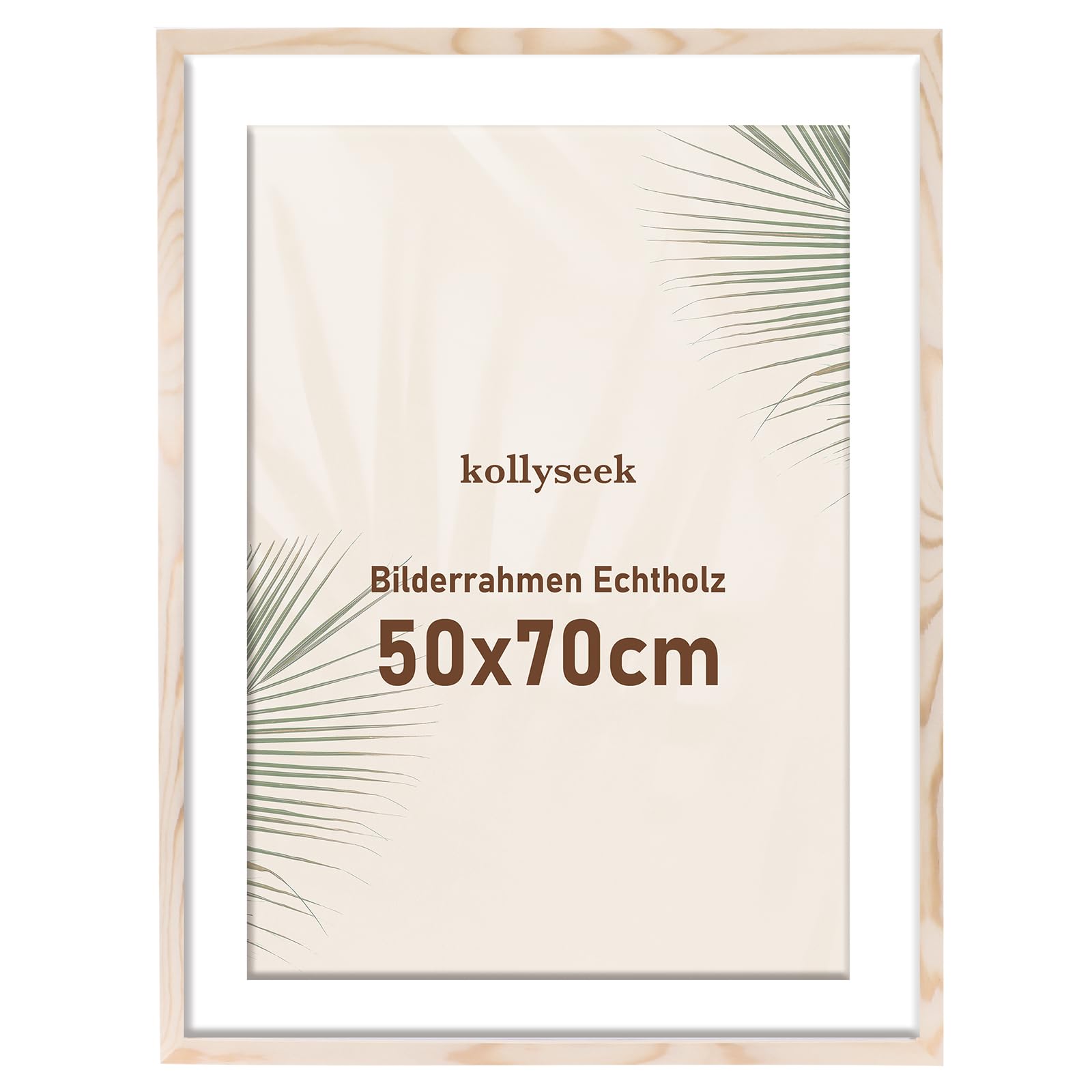 kollyseek Marco de fotos de madera auténtica de 50 x 70 cm con paspartú, marco de madera con cristal acrílico de pino, marco de fotos con placas de cristal acrílico irrompible, marco de fotos para