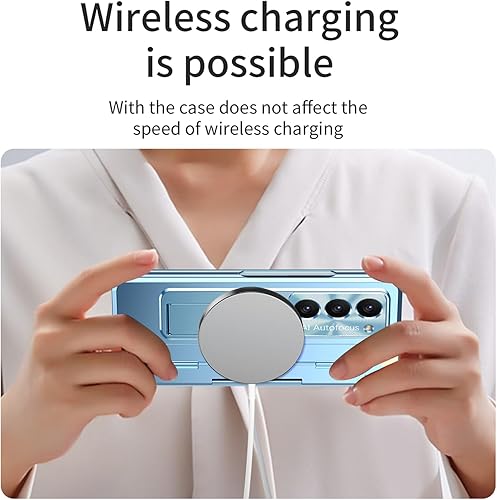 Miniatura 7 de Funda para Samsung Galaxy Z Fold 5 2023, carcasa de una pieza Z Fold5 con función atril y protector de pantalla, protección completa (azul)