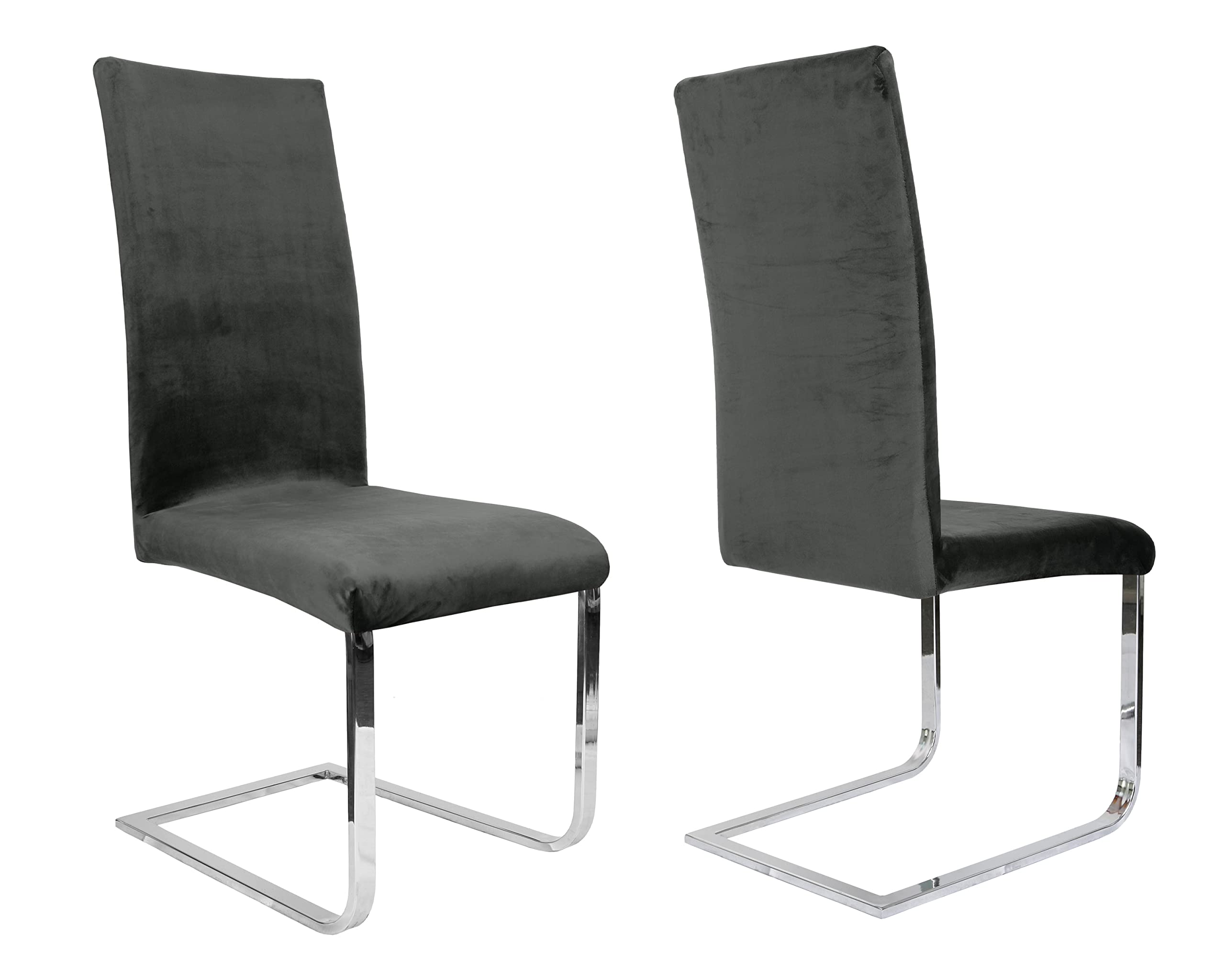 BEAUTEX Stuhlhussen Samt Stretch Stuhl & Schwingstuhl 4er Set Grau LEA | 95% Polyester, 5% Elasthan, weiche Velours-Oberfläche, Rundum-Gummizug, 30 °C waschbar, faltenarm, formstabil & langlebig