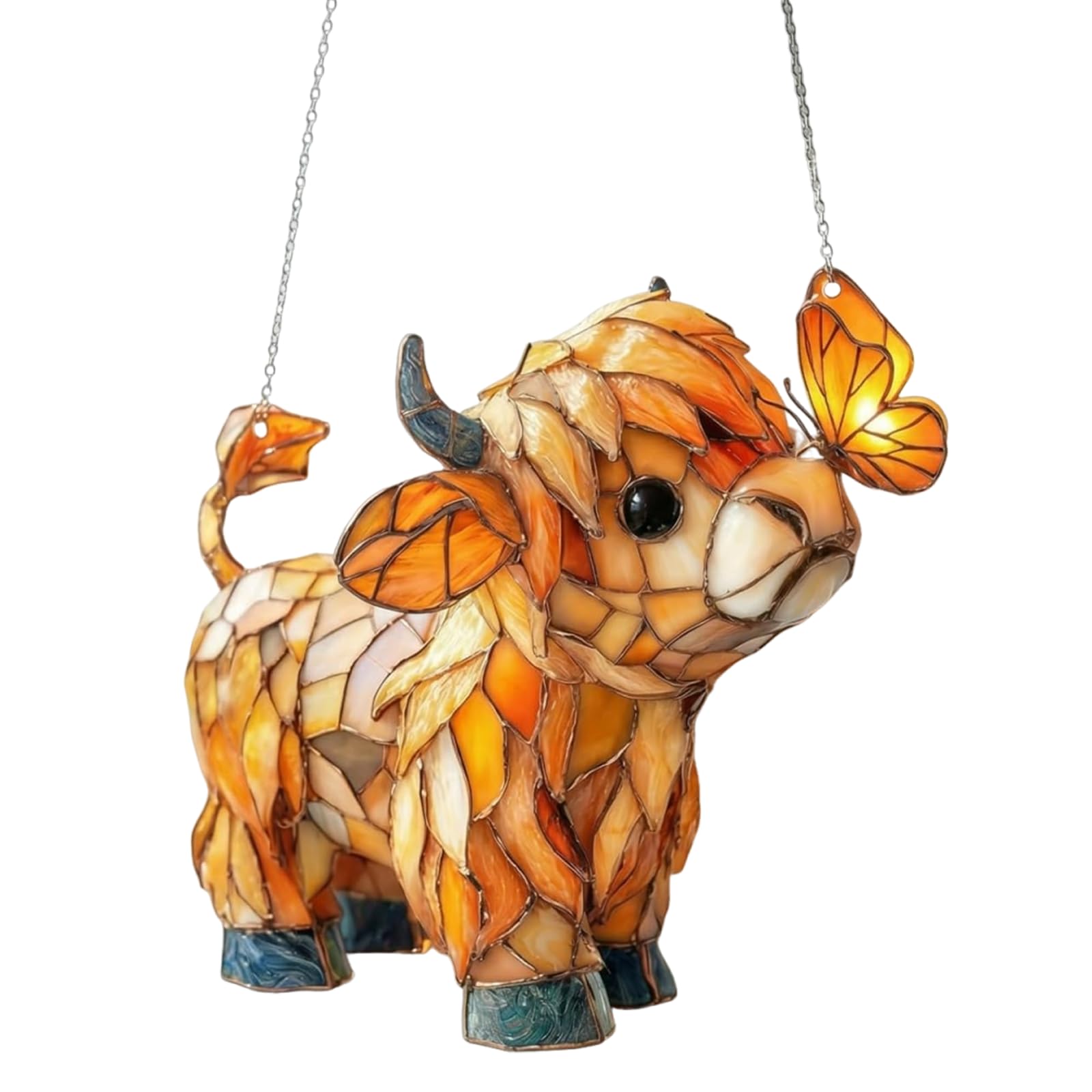 Animal Garden Ornaments, Highland Cow Decor for Window Hanging and Garden Wall Display, highland cow Gifts for Animal Lovers, 20x20 cm