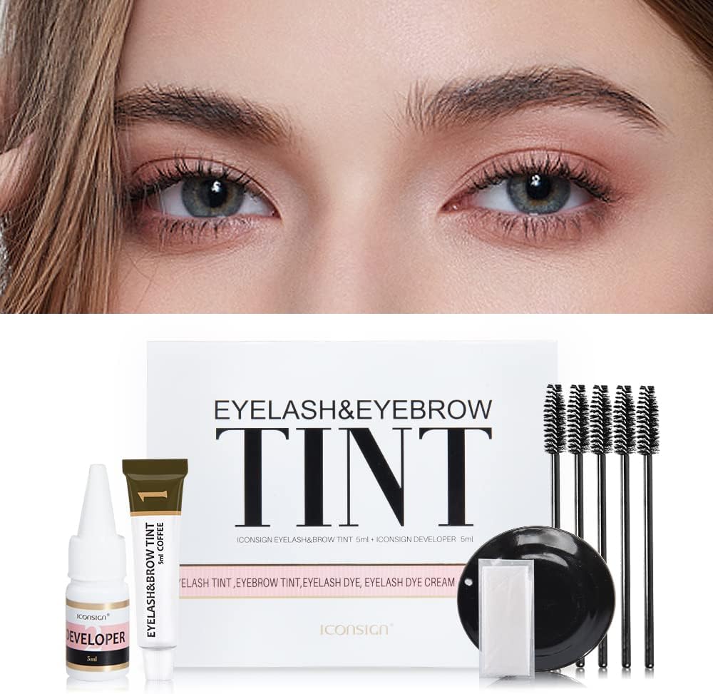Lash & Brow Color Kit, Professional Semi-Permanent Eyelash & Eyebrow 2-IN-1 Color Kit Long Lasting for 8 Weeks, Suitable for Salon & Home Use (Coffee)