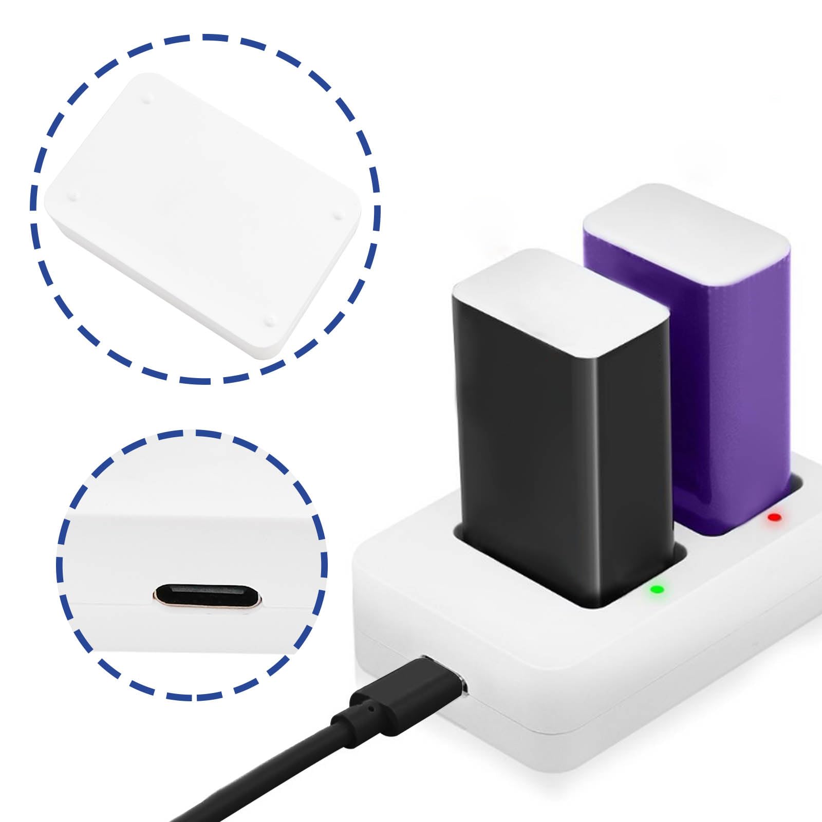 Create Idea 9V Battery Charger, Dual Slot, Quick Charger with LED Indicators for 9V Ni-MH/Ni-CD & 8.4V Li-ion Batteries