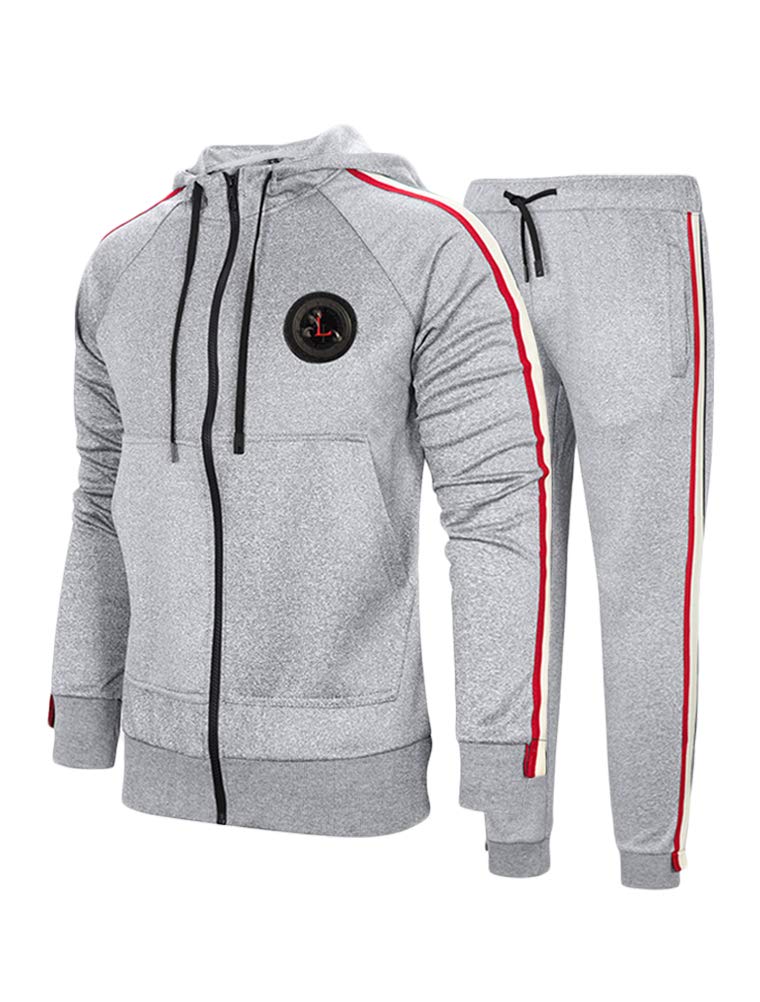 Men's Casual Tracksuit Set Long Sleeve Full-Zip Running Jogging Athletic Sweat Suits, Light Gray, M