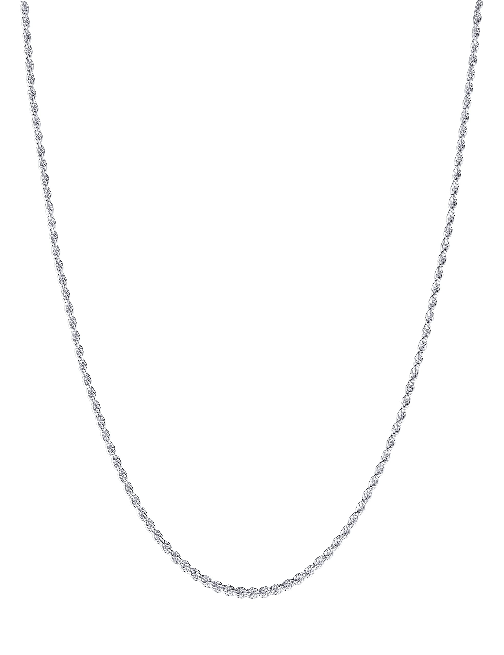 Silver Necklace for women men Solid 925 Sterling Silver Clasp 2mm 2.5mm 3mm 4mm 5mm Gold/Silver Rope Chain Silver Chain for men Rope Chain 16/18/20/22/24/26/30 Inches