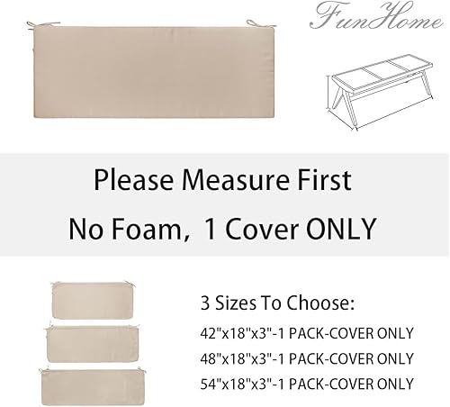 Miniatura 5 de FUNHOME Funda de cojín de banco para exteriores, de 54 x 18 x 3 pulgadas, resistente al agua con cremallera y lazos, funda resistente a la